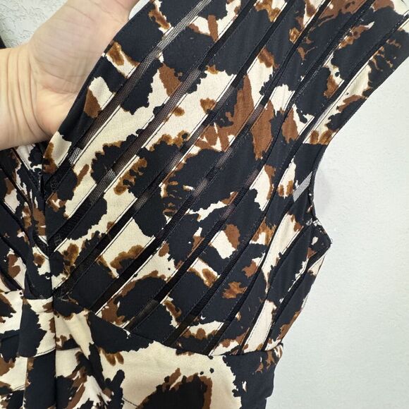 Adrianna Papell Dress Womens 14 Sheath Animal Print Ruched V Neck Cocktail Party - Picture 7 of 11